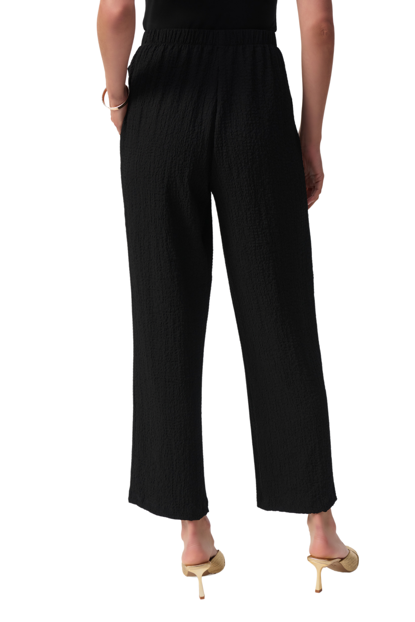 Seersucker Wide Leg Pull-On Pants