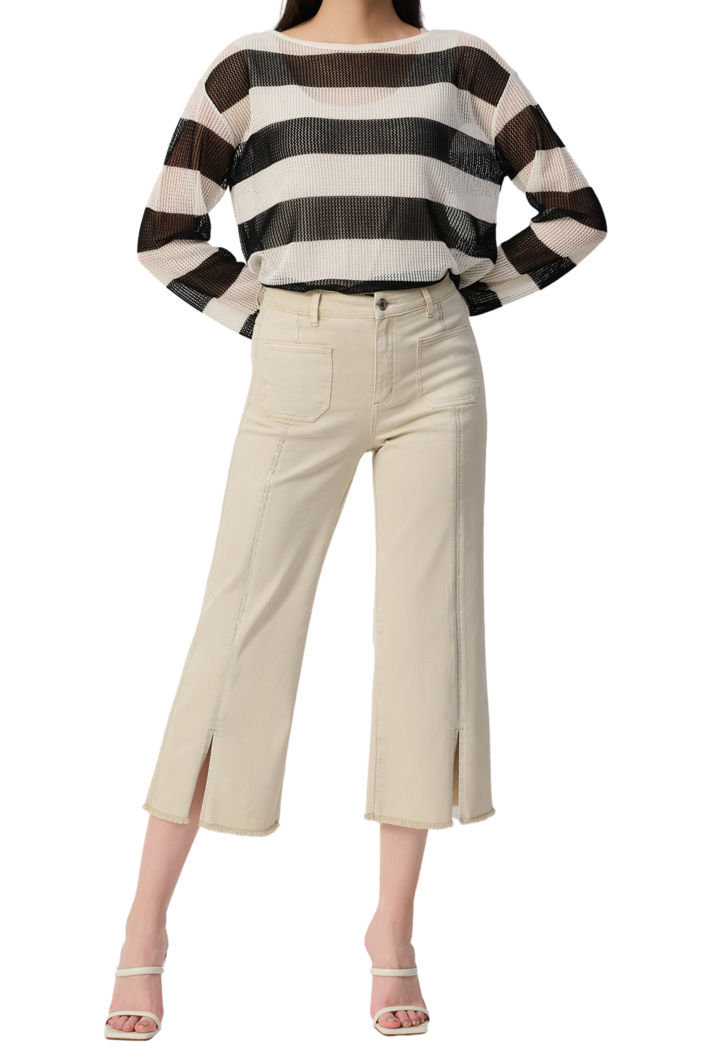 Culotte Jeans With Embellished Front Seam