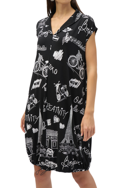 Silky Knit Conversational Print Cocoon Dress