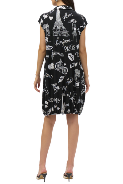 Silky Knit Conversational Print Cocoon Dress