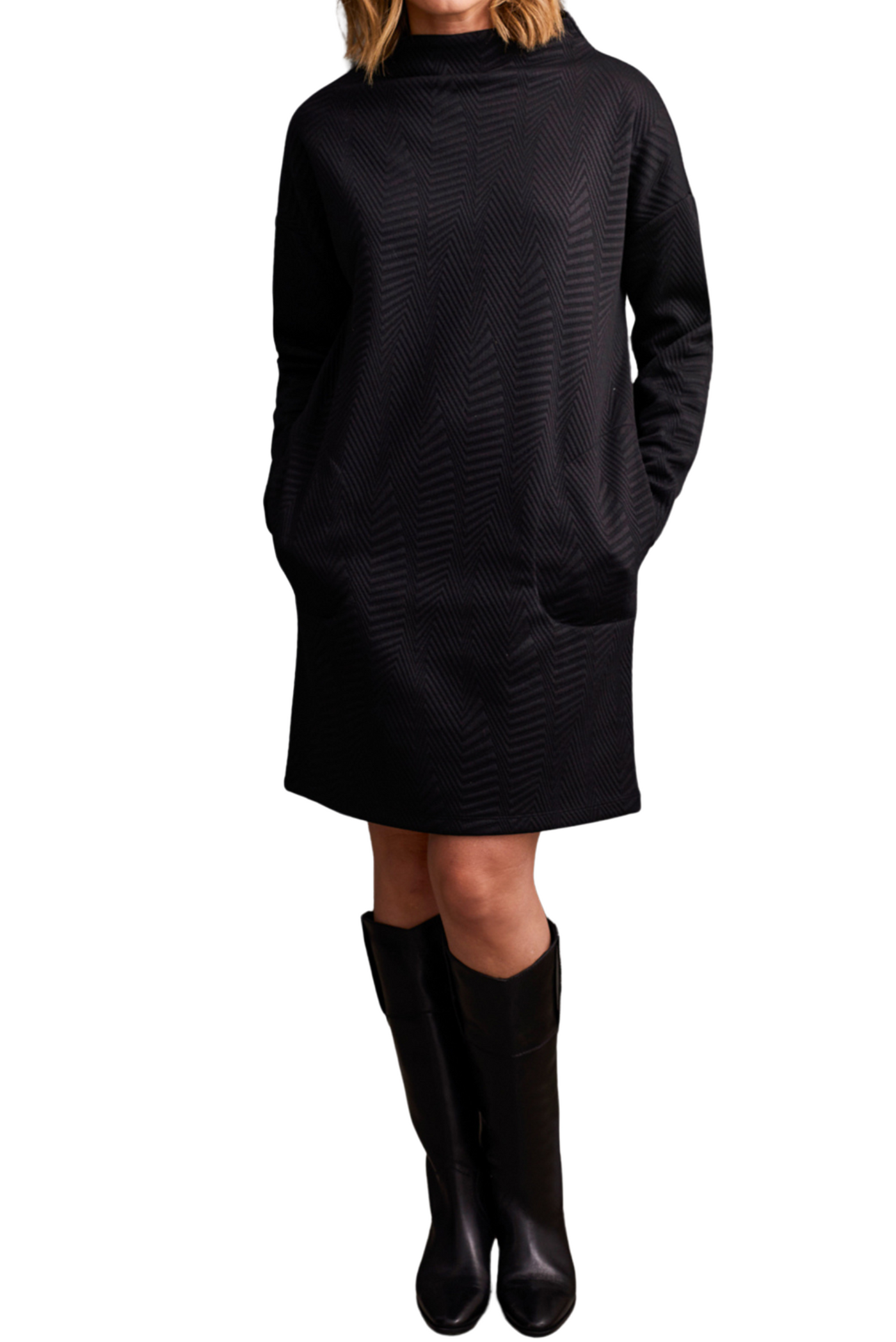 Funnel Neck Dress with Pockets