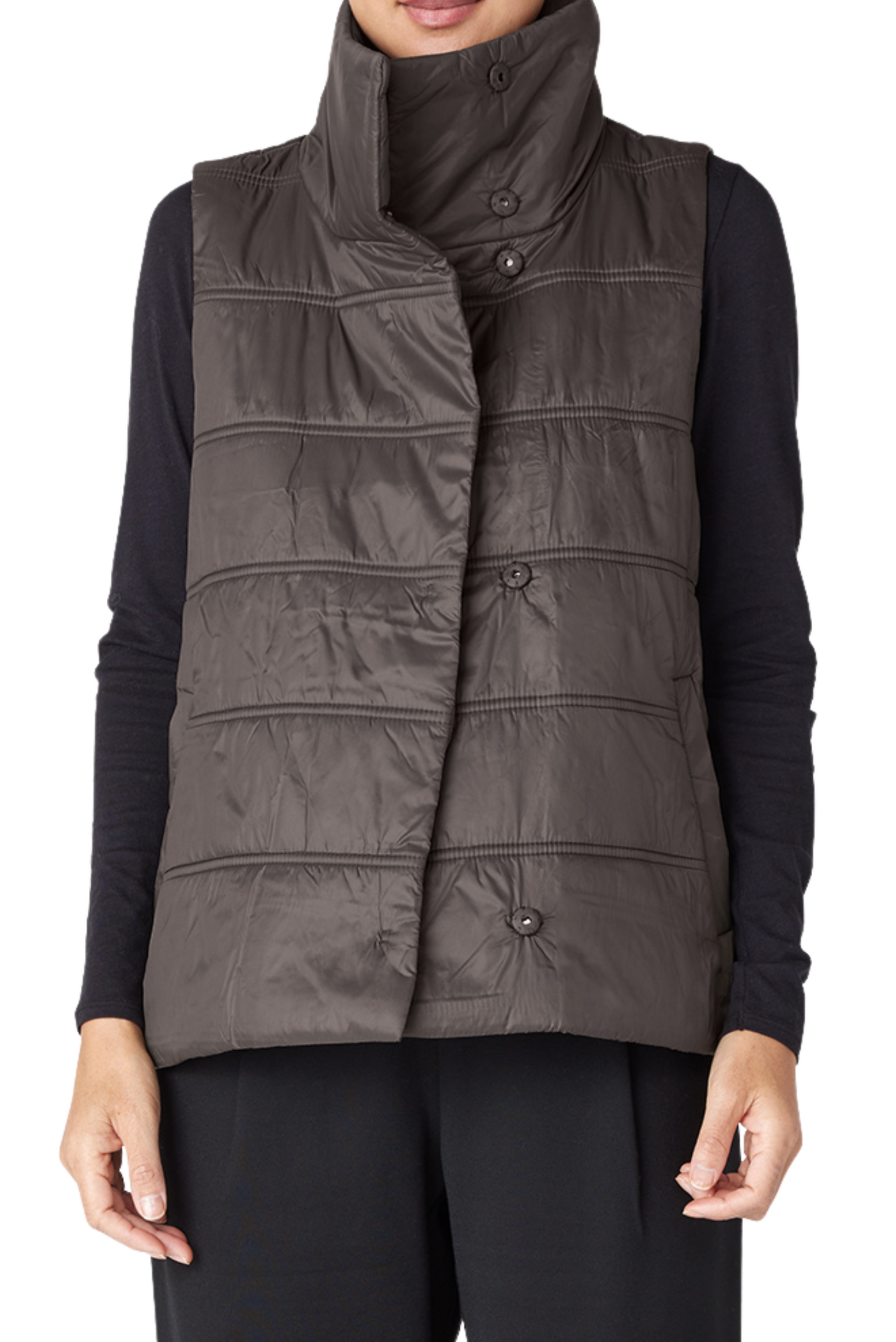 High Collar Ruched Vest